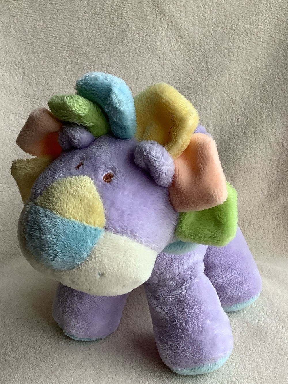 Babies R Us Plush Purple Multi-Color Lion Stuffed Animal Toy No Music READ